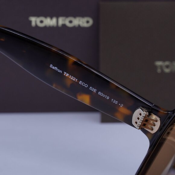 Tom Ford FT1221 52E Saffron Square Sunglasses - Dark Havana\Brown - Picture 7 of 10